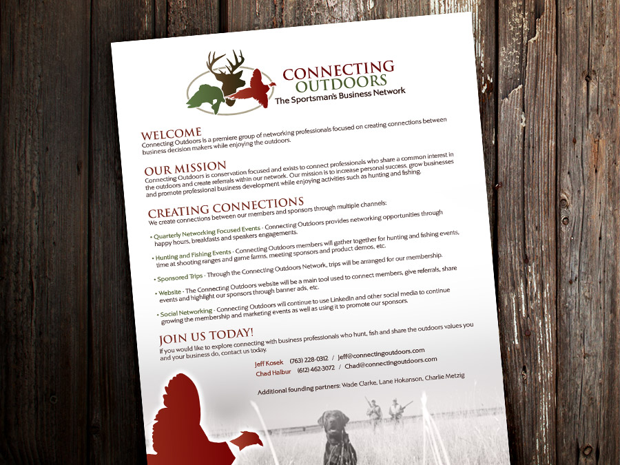 OrangeBall Creative - Connecting Outdoors custom designed sell sheet