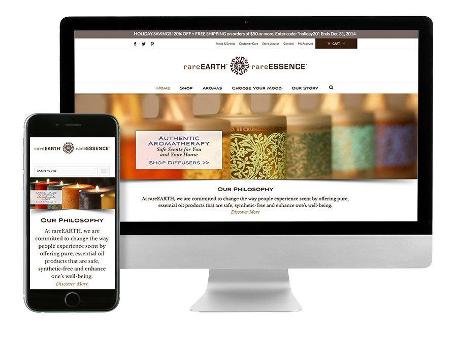 OrangeBall Creative - rareEARTH Naturals responsive ecommerce website