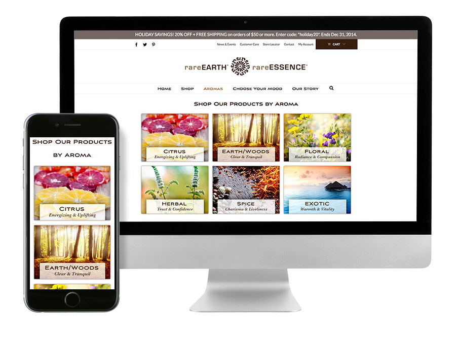 OrangeBall Creative - rareEARTH Naturals responsive ecommerce website