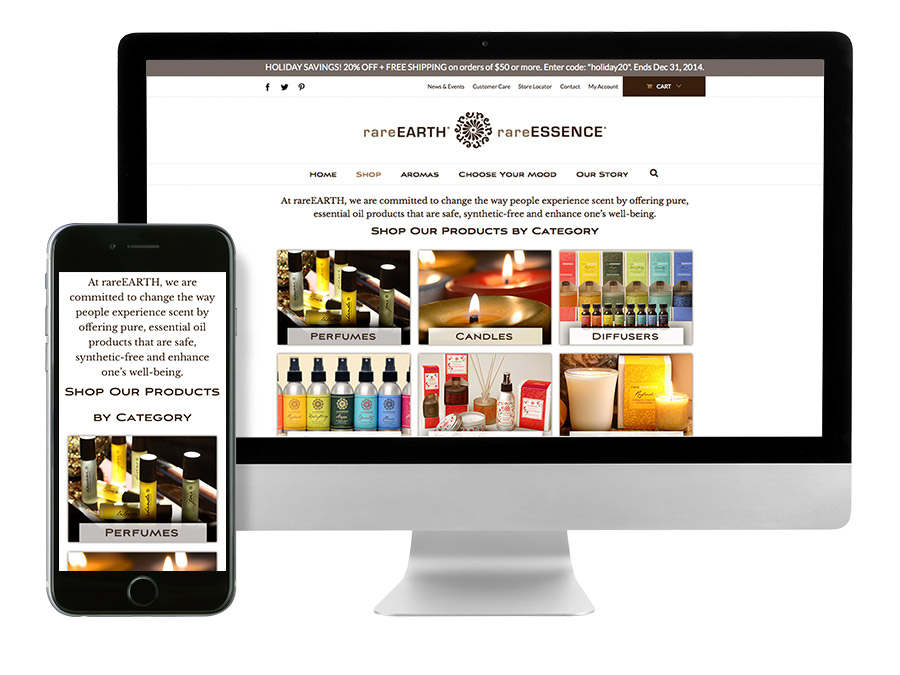 OrangeBall Creative - rareEARTH Naturals responsive ecommerce website