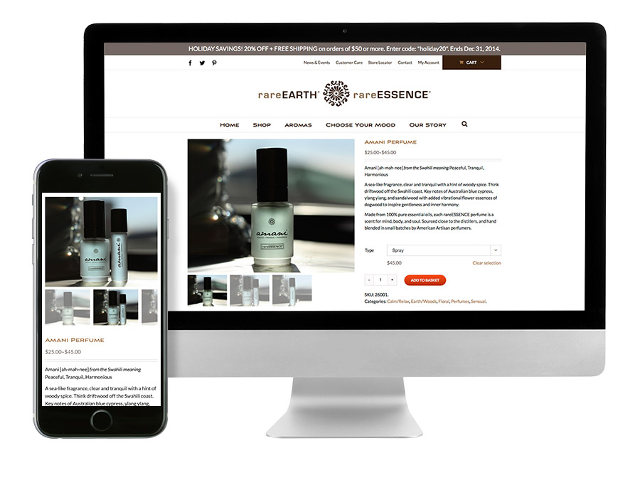 OrangeBall Creative - rareEARTH Naturals responsive ecommerce website